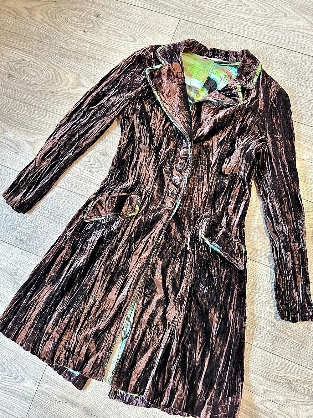 Alberto Makali Brown Crushed Velvet Gothic / Renaissance / Boho Duster / Coat